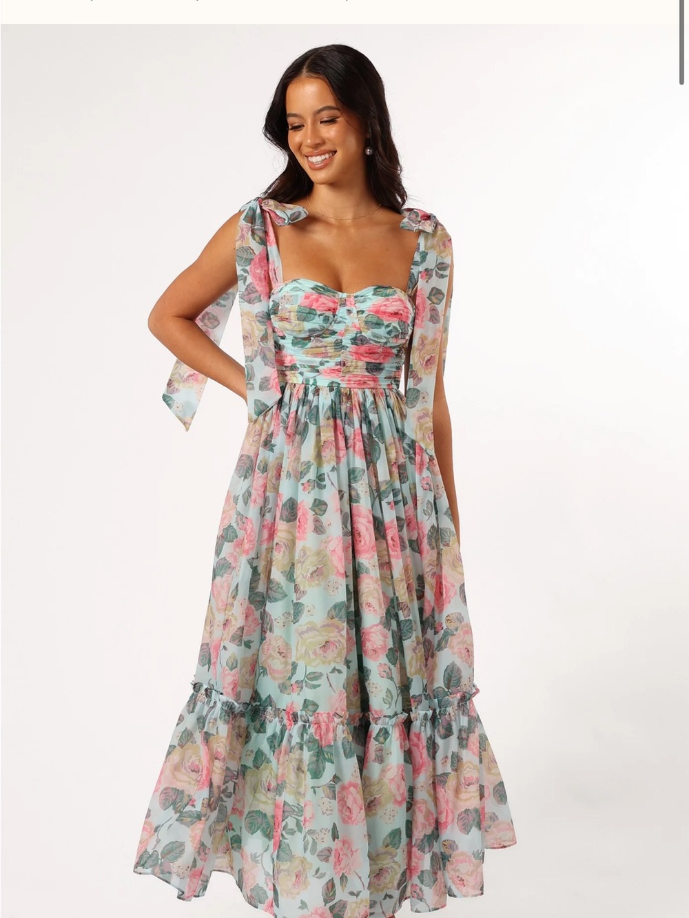 Petal & Pup Floral Midi Dress - Blue, Pink & Green